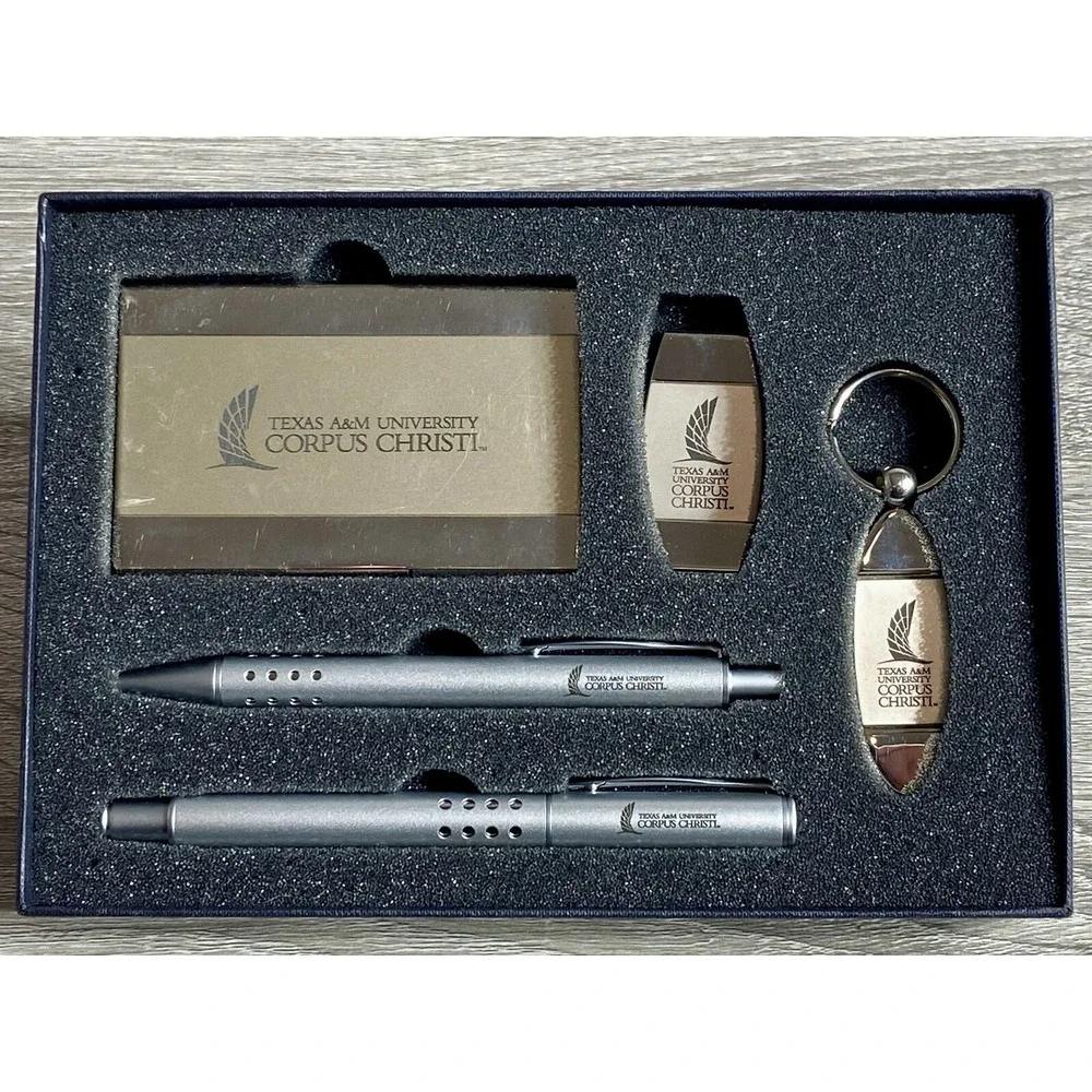 Texas A&M University Corpus Christi Set: Card Holder, Pens, Keychain, Money Clip